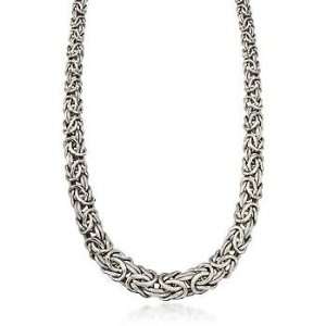  Sterling Silver Graduated Byzantine Necklace Jewelry