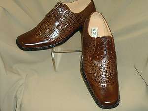 Mens Stylin Chocolate Brown Croc & Stitch Dress Shoes  