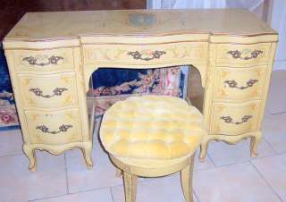 BEST Vintage French Style Painted Desk/Vanity & Stool  