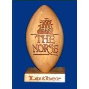   Norse Solid Maple Wood Laser Engraved Football NCAA College Athletics