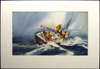 Doug Lew, Rough Sailing original watercolor painting boat water SUBMIT 