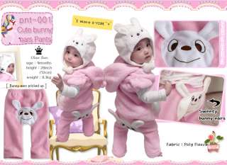 Made in Korea Cute Rabbit Ears Baby Girl Infant Warm Pants / PNT 001 