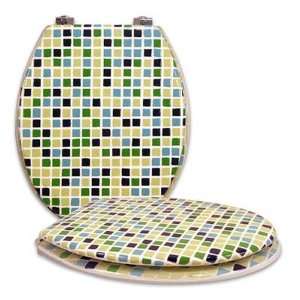  Toilet Seat Back And Blue Mosaic Design Standar Size Case 