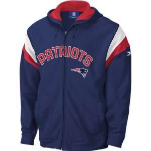  New England Patriots  Navy  Strong Side Full Zip Hooded 