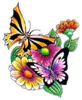 BUTTERFLY AND FLOWERS Temporary Tattoo  