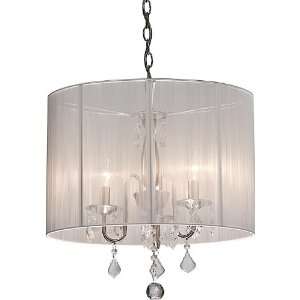   Chandelier, Polished Nickel with Silk String Shades
