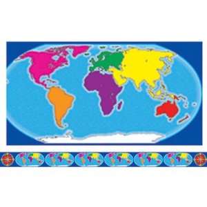  Borders W/ Corners World Map &