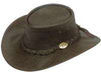 Stockman Buffalo Leather Hat AUSTRALIAN MADE Brown S  