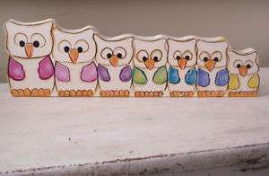 KIDS WOODEN STAND UP DECOR   CUTE OWL FAMILY   NEW  