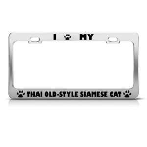  Thai/ Old Style Siamese Cat Chrome Metal License Plate 