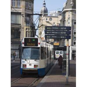 Modern Tram on Leidse Straat, Amsterdam, Netherlands, Europe 