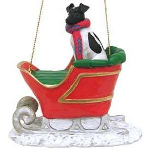 Black Fox Terrier in a Sleigh Christmas Ornament