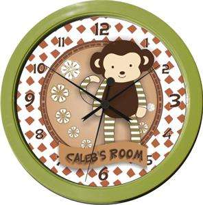Personalized Nali Jungle Monkey Nursery Wall Clock  