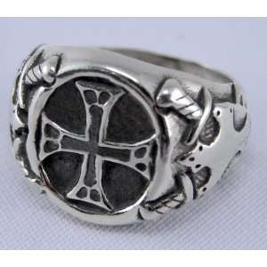   Unusual Sterling Silver Medieval Cross RingMade in America Jewelry