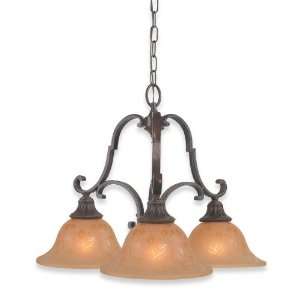   Chandelier Palladio Bronze with Amber Etched Globes