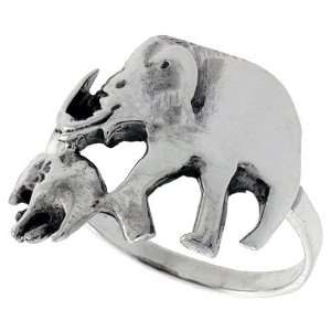  Sterling Silver Mother & Baby Elephant Ring (Available in 
