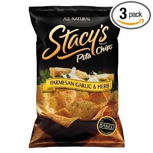 Stacys Pita Chips Parmesan Garlic Herb, 22 Ounce (Pack of 3)  