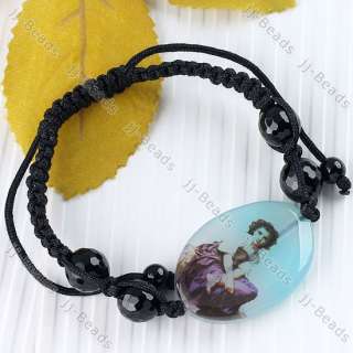 1P Black Faceted Ball Agate Painting Beads Woven Macrame Knitted 