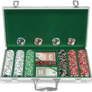   Casino Clay Poker Chips W/Aluminum Case Famous Diamond Shaped Sign