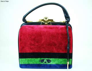 Authentic ROBERTA DI CAMERINO Velvet Hand Bag Made in Italy  