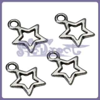Lot of 20 Silvery Hollow Star Charm Pendants Holiday Accessories 