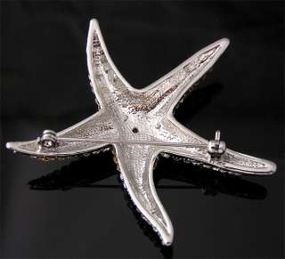 Starfish Brooch Pin W Swarovski Crystals P052  