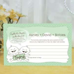  Twin Babies Neutral   Personalized Helpful Hint Advice 