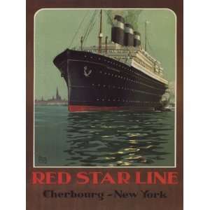 STEAMSHIP SHIP BOAT RED STAR LINE NEW YORK 15 X 18 VINTAGE POSTER 
