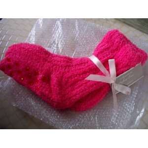   Works Sweetest Softest Hot Pink Lounge Socks NWTs 