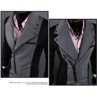 2012 New Mens Slim Casual Blazer Suit Top Irregular Zip Dress Jacket 