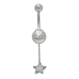  Dangling Star Belly Ring with Clear Cz Jewel Jewelry