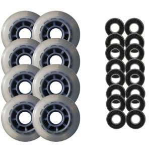  Clear / Silver Inline Skate Wheels 78mm 78a + ABEC 5S 