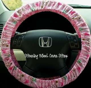 Car Steering Wheel Cover Pink Skull Crossbones Print  