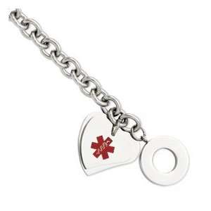  Stainless Steel Heart Medical Alert 8in Toggle Bracelet Jewelry