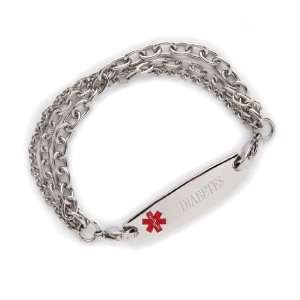  Triple Strand Medical Alert ID Stainless Steel Bracelet 