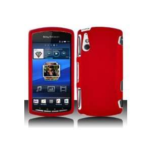 Sony Ericsson R800 Xperia Play Rubberized Shield Hard Case   Red (Free 