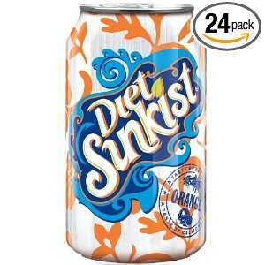 UP Sunkist Orange Diet Soda Soft Drink, 12 Ounce (Pack of 24 