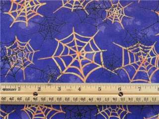   Spider Webs Fabric BTY Halloween Purple Spooky Scary Spiderweb  