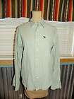 ABERCROMBIE WHITE GREEN PINSTRIPED LS BUTTON DOWN SHIRT SZ XL