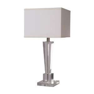   Crystal Table Lamp with Square Cream Linen Shade