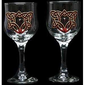   Designs Set of 2 Hand Painted Wine Glasses in a Celtic Heart Design