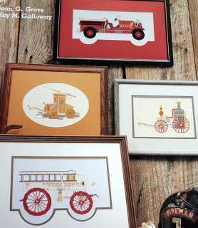 Antique Fire Engines Counted Cross Stitch 4 Designs  