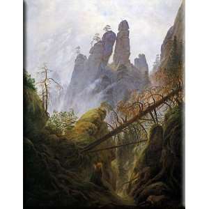  Rocky Ravine 23x30 Streched Canvas Art by Friedrich 