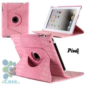   Leather Print 360 Rotating Swivel Stand Smart Cover Case iPad 2  