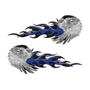  Eagle Wing Flame Graphics in Blue   9.5 h x 24 w 