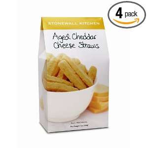 Stonewall Kitchen Aged Cheddar Cheese Straws, 5 Ounce Boxes (Pack of 4 