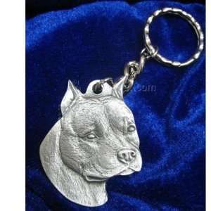  Pewter Key Chain I Love My Pit Bull Terrier Cropped 