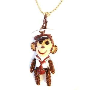 Cute Monkey in the Navy Necklace