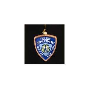   Noble Gems Blown Glass NYPD Police Badge Christmas Orn