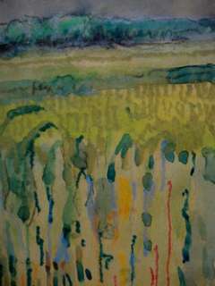 French artist. Southern landscape with cornfield  